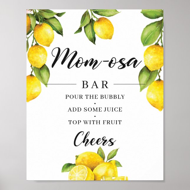 Poster Signe de la barre Maman-osa Baby shower Citrus Lem (Devant)