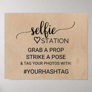 Poster SIGNE DE LA GARE DE Selfie Calligraphie Simple Fau