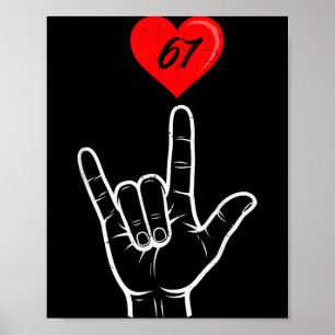 Poster Signe de la main Je t'aime Asl Cœur 67 Femmes Enfa