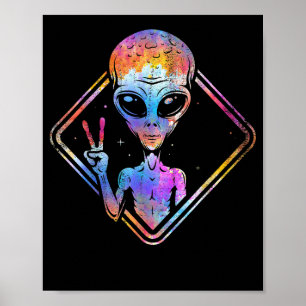Poster SIGNE DE LA PAIX HIppie Alien cadeau de l'espace e