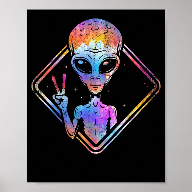 Poster SIGNE DE LA PAIX HIppie Alien cadeau de l'espace e (Devant)
