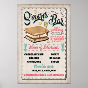 Poster Signe de la partie du menu S'mores Bar