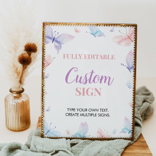 Poster Signe de la partie personnalisée papillon