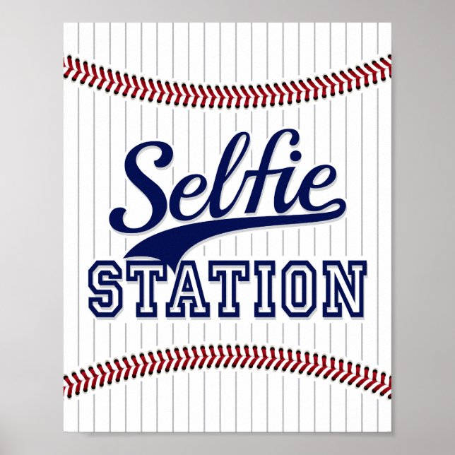 Poster SIGNE DE LA STATION SELFIE DE Baseball Party Print (Devant)