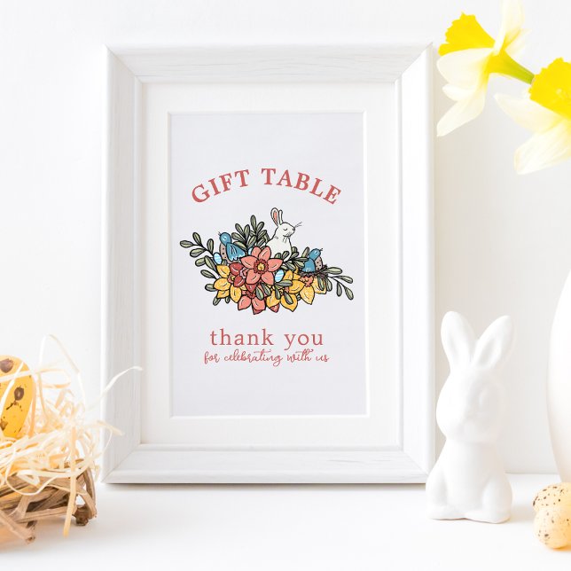Poster Signe de la table-cadeau Baby shower de printemps  (Créateur téléchargé)