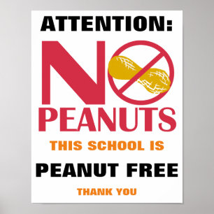Poster Signe de l'école sans arachide pour l'école ou la