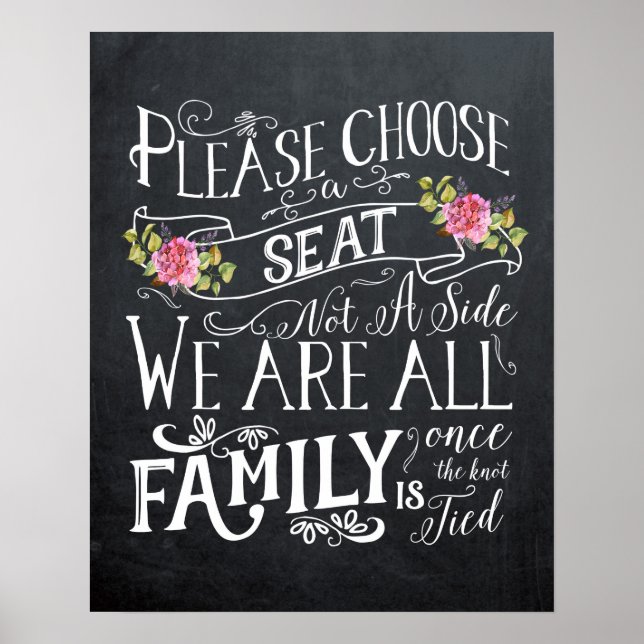 Poster Signe de mariage célébration choisissez un siège e (Devant)