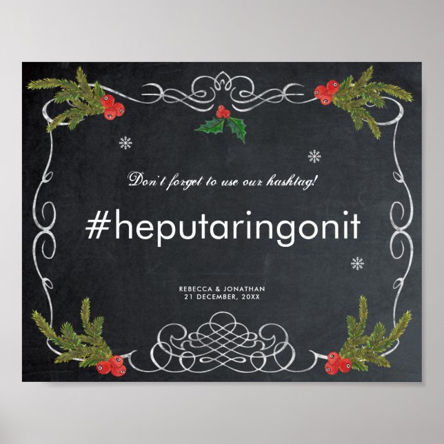 Poster signe de mariage d'hiver de Noël (Devant)
