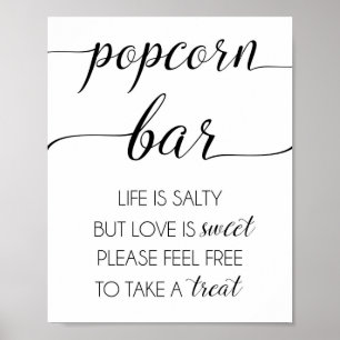 Poster Signe de Mariage ou de parti de la barre Popcorn