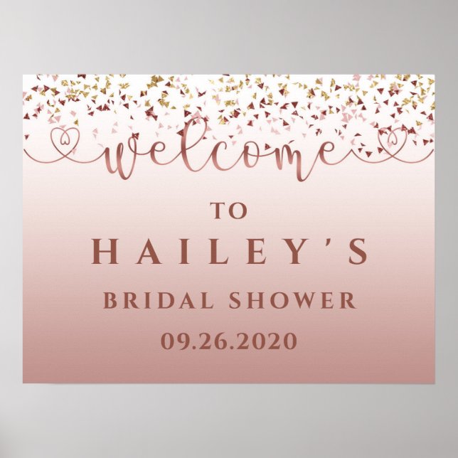 Poster Signe de Mariage Rose Gold Champagne Rose Doré (Devant)