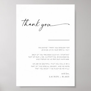 Poster SIGNE DE Merci Mariage de script moderne simple