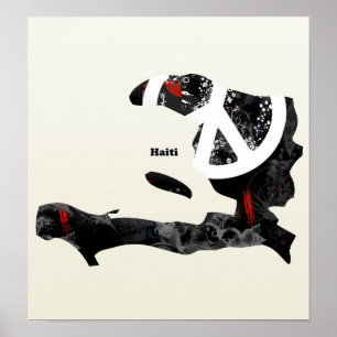 Poster Signe de paix à la mode du Haïti avec la carte