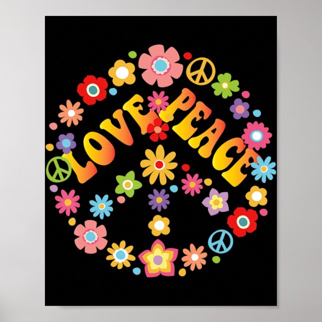 Poster SIGNE DE PAIX AMOUR 60s les années 70 Tie Dye Hipp (Devant)