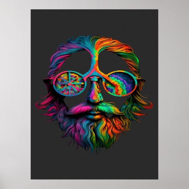 Poster Signe de paix arc-en-ciel, Hippie LGBTQ (Devant)