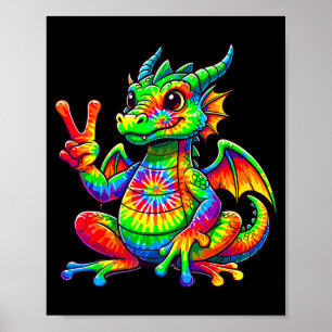 Poster Signe de paix dragon teint à la ficelle Hipe