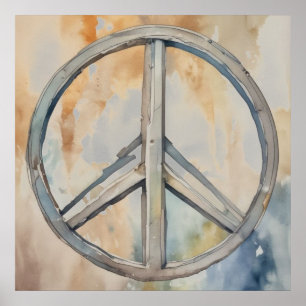 Poster Signe de Paix Peinture à l'Aquarelle Art