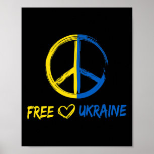 Poster Signe de paix pour femmes hommes drapeau ukrainien