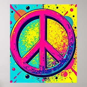 Poster Signe de Paix Rétro Coloré