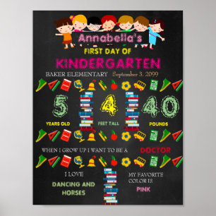 Poster SIGNE DE PREMIÈRE JOURNÉE FILLE, Noir & couleurs