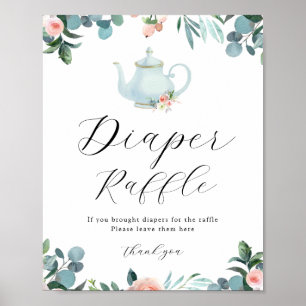 Poster Signe de rabat à café bleu floral
