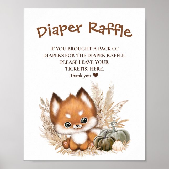 Poster Signe de rabat du Baby shower d'automne (Devant)