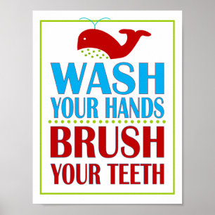 Poster Signe de rappel pour la salle de bain pour enfants