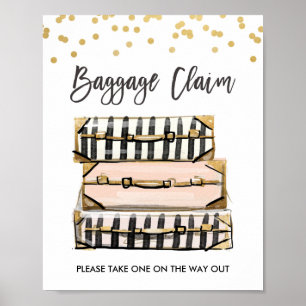Poster Signe de réclamation de bagages Douche de voyage M