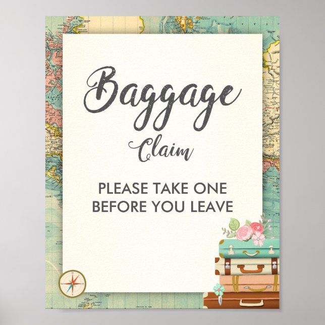 Poster Signe de réclamation de bagages Douche de voyage M (Devant)