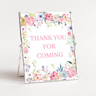 Poster Signe de remerciement pour bébé floral en fleurs