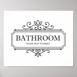 Poster Signe de salle de bain humoristique Vintage Veuill