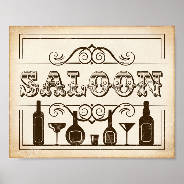 Poster SIGNE DE SALOON D'IMPRESSION DE LA PARTIE Ouest (Devant)