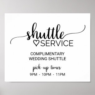Poster Signe de service de navette de calligraphie noire