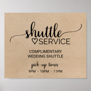 Poster Signe de service de navette Faux Kraft simple