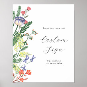 Poster Signe de texte personnalisé de jardin floral secre