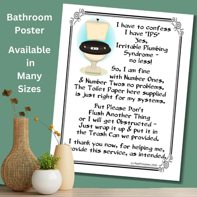 Poster Signe De Toilette Bloquée, Ne Jetez Rien D'Autre - (Créateur téléchargé)