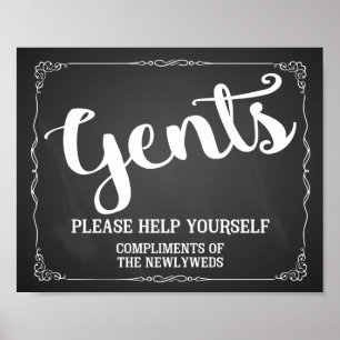 Poster Signe de toilettes pour gents - panier de produits