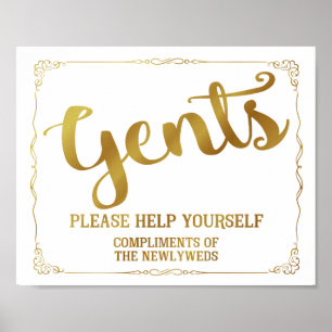 Poster Signe de toilettes pour gents - panier de produits