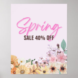 Poster Signe de vente 40%, Promotion de vente de printemp