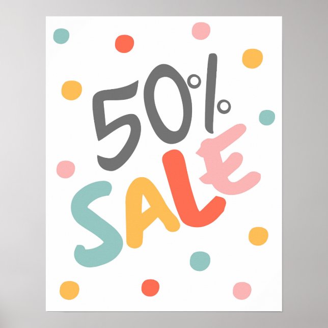 Poster Signe de vente 50% de réduction, gros signe de ven (Devant)