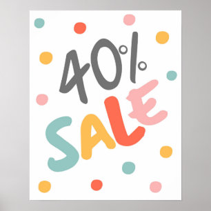 Poster Signe de vente à 40%, Signe de vente de boutique,