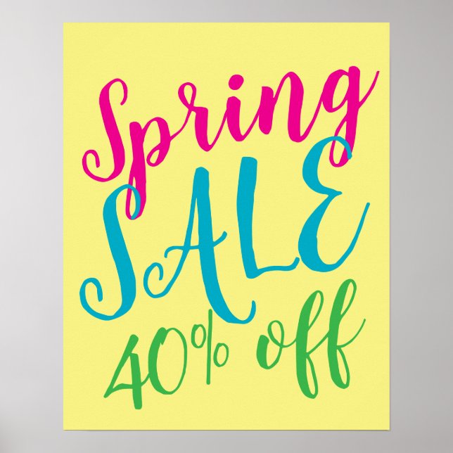 Poster Signe de vente de printemps, 40% de réduction de v (Devant)