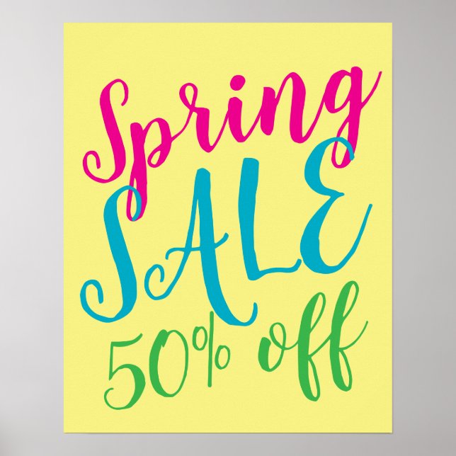 Poster Signe de vente de printemps, 50% de réduction sur  (Devant)