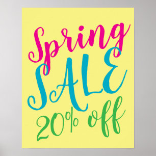 Poster Signe de vente de printemps, Signe de vente coloré