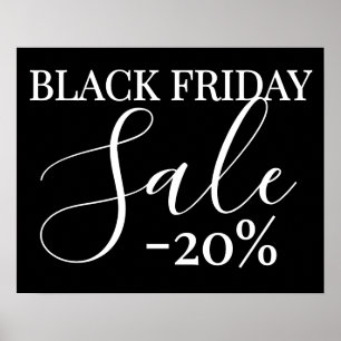 Poster Signe de vente du vendredi noir, 20% de réduction