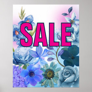Poster Signe de vente florale, magasin de détail