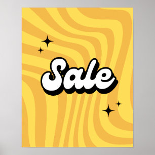Poster Signe de vente, Vente rétro Signe, Boutique Jaune