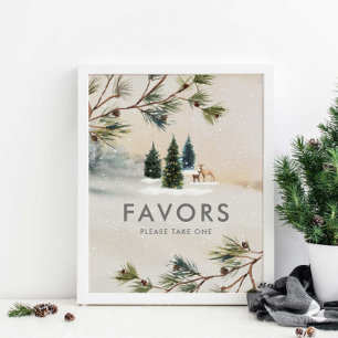 Poster SIGNE DES Baby showers DE LA FORÊT D'Hiver