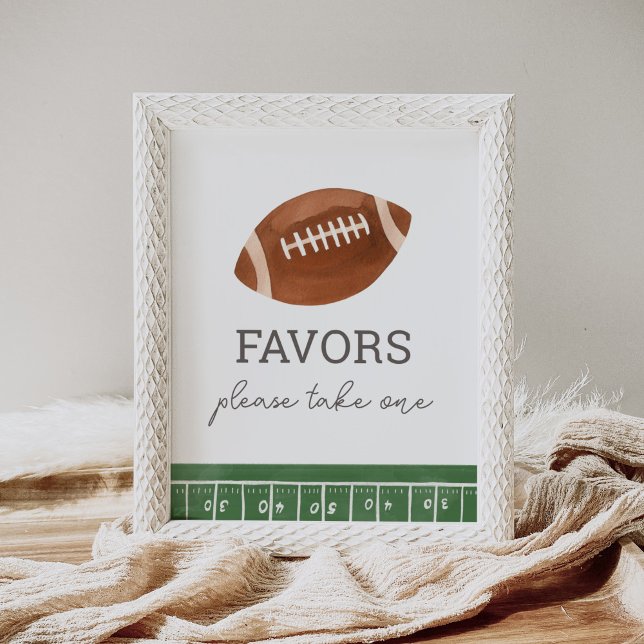 Poster Signe des faveurs du Baby shower de football (Créateur téléchargé)
