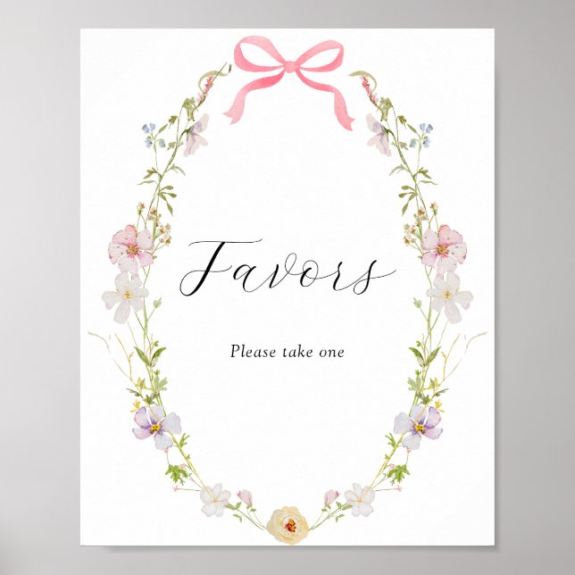 Poster Signe des faveurs du Fleur sauvage rose (Devant)
