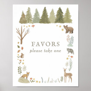 Poster SIGNE DES FÊTES DE Baby shower DE Woodland